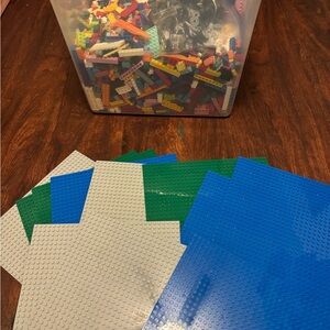 LEGO Assorted Bricks with Blue and Green Baseplates